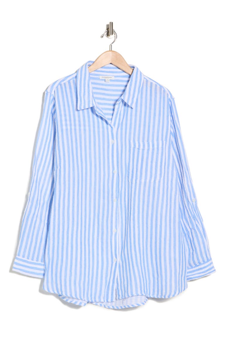 Alena Cotton Button-Up Shirt, Alternate, color, BLUEBELL