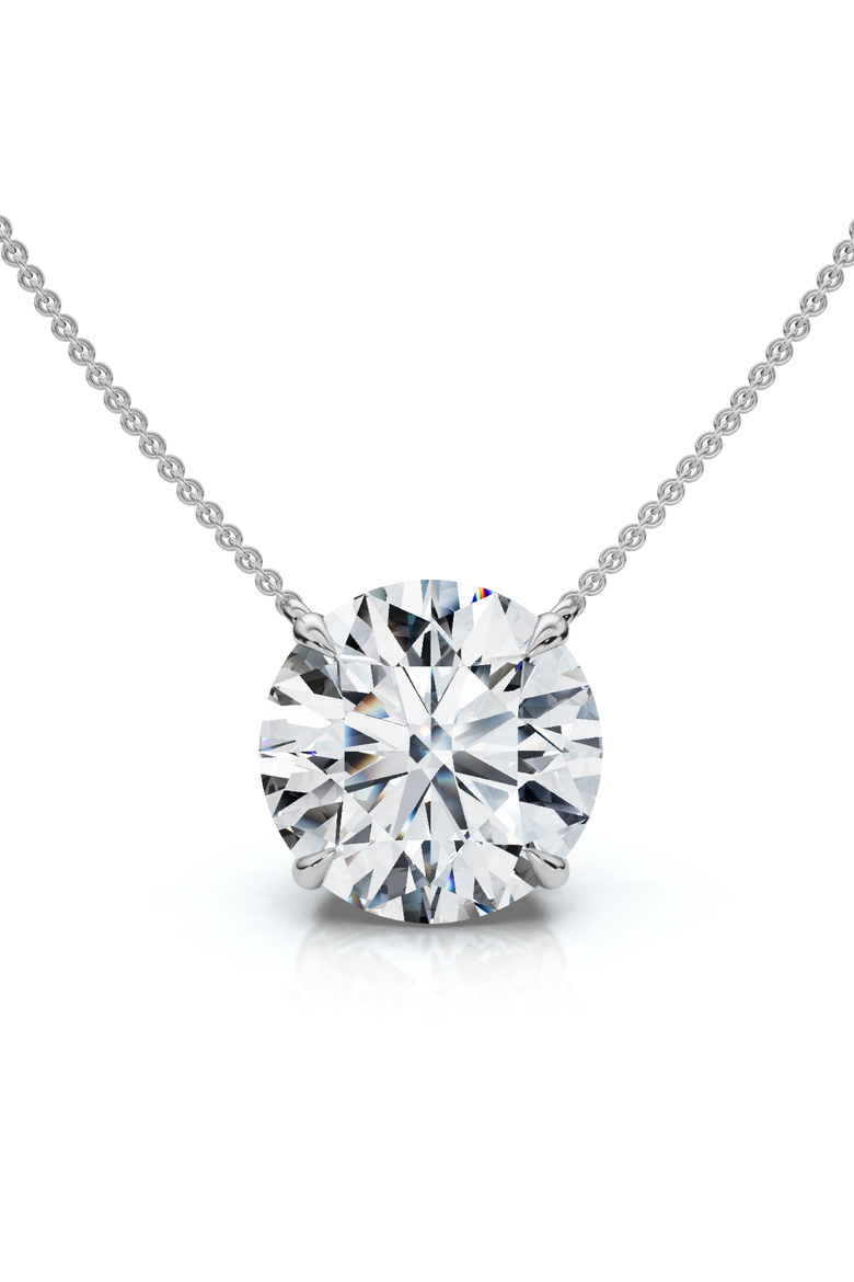 4Ct Floating Diamond Solitaire Pendant 14k Gold 18" Women's Necklace Lab Grown, Main, color, White Gold