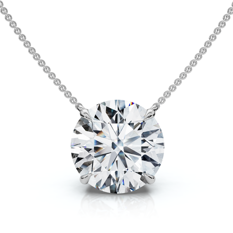 4Ct  Diamond Solitaire Pendant 14k Gold 18" Necklace Lab Grown Certified