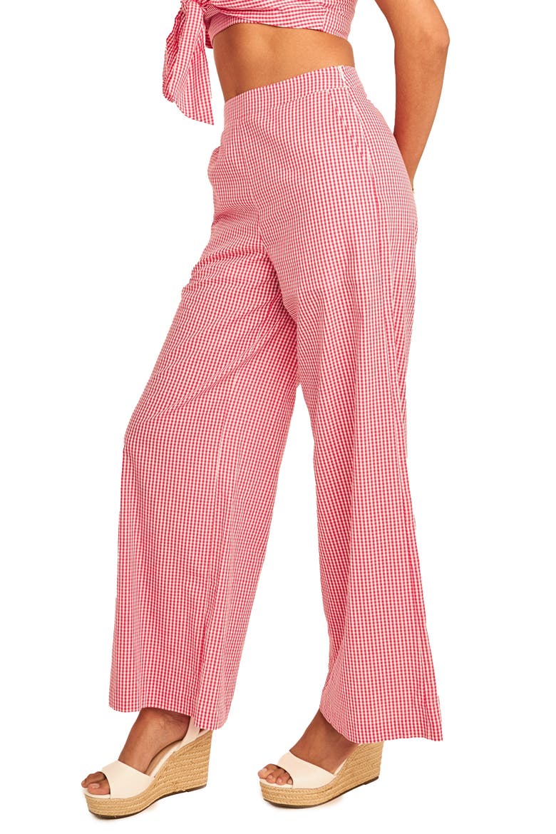 Check Wide Leg Pants, Alternate, color, RED