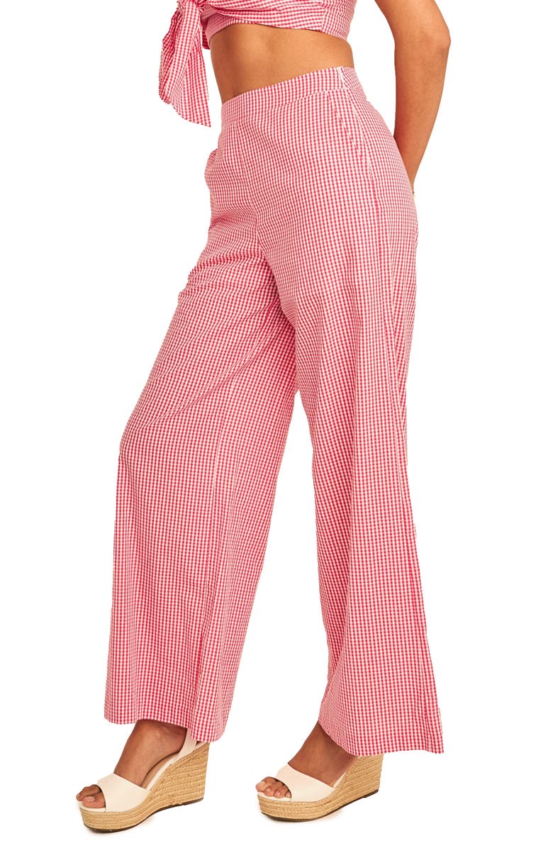 English Factory Check Wide Leg Pants, Alternate, color, Red