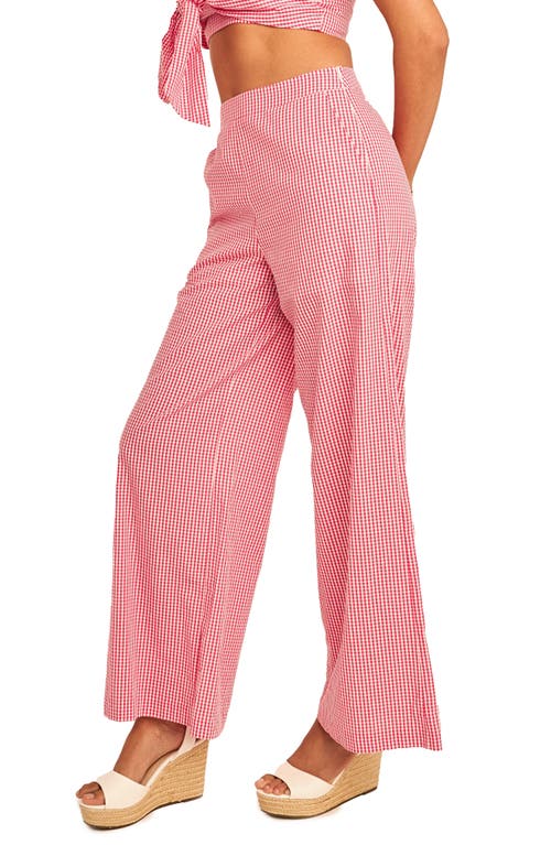 English Factory Check Wide Leg Pants In Pink