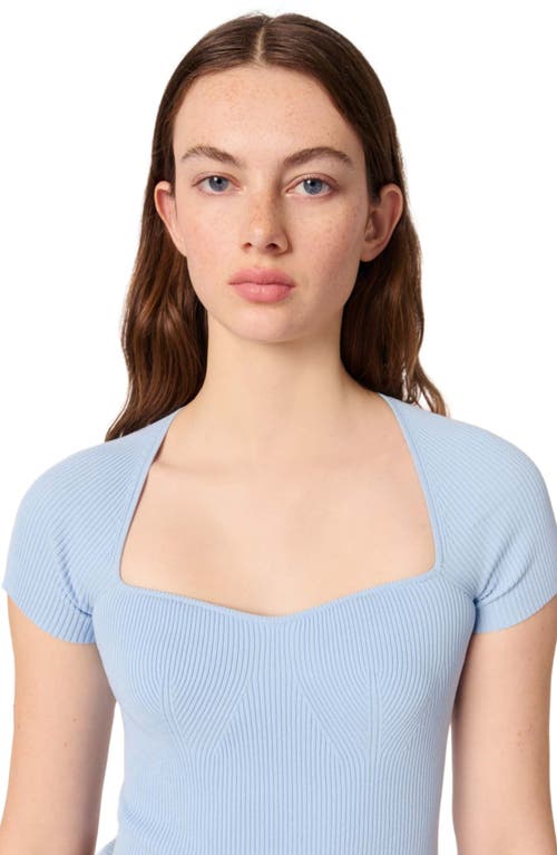 Maje Rib Knit Top In Blue Sky