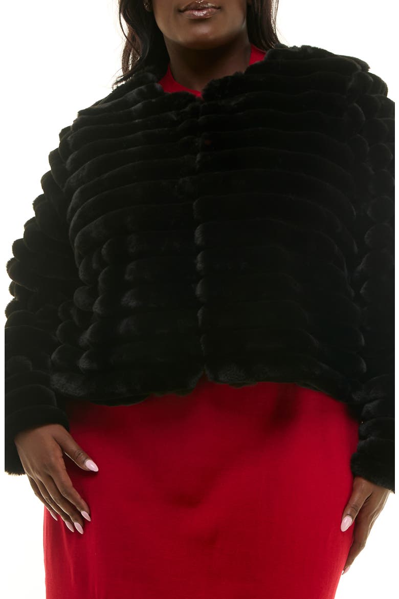 Faux Fur Bolero Jacket, Main, color, BLACK