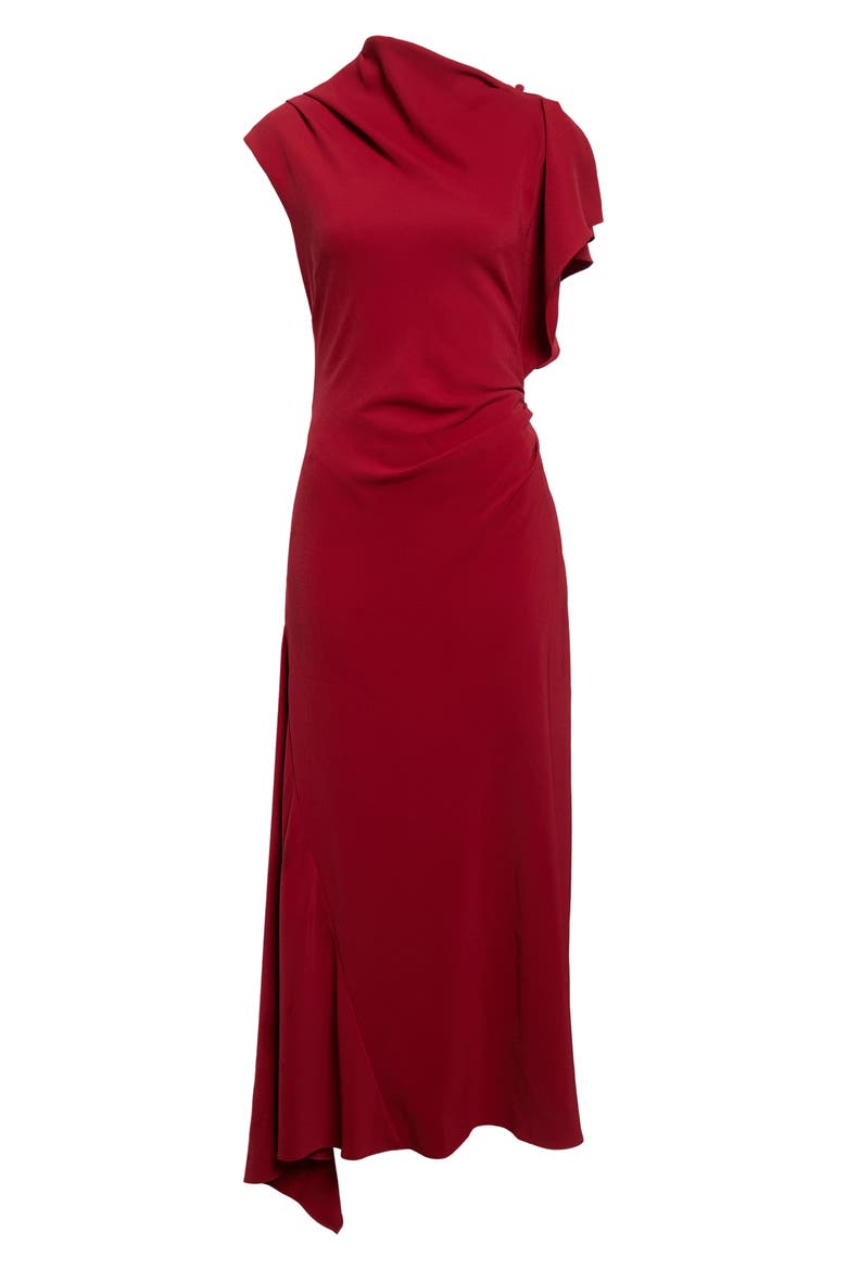 Brett Funnel Neck Drape Midi Dress, Alternate, color, CARDINAL RED