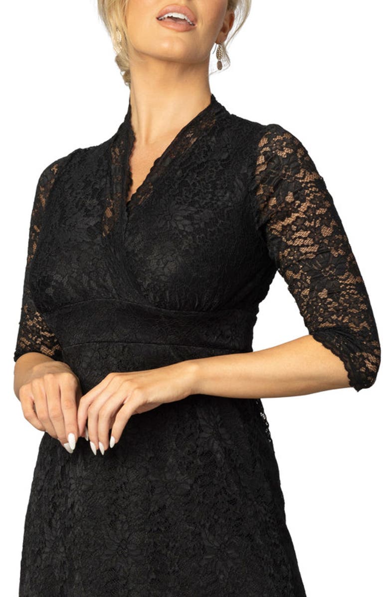 Kiyonna Scalloped Boudoir Lace Cocktail Dress, Alternate, color, Onyx