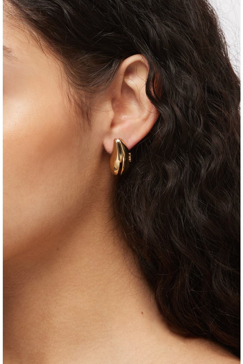 Small Wave Earrings, Alternate, color, LIGHT BRASS