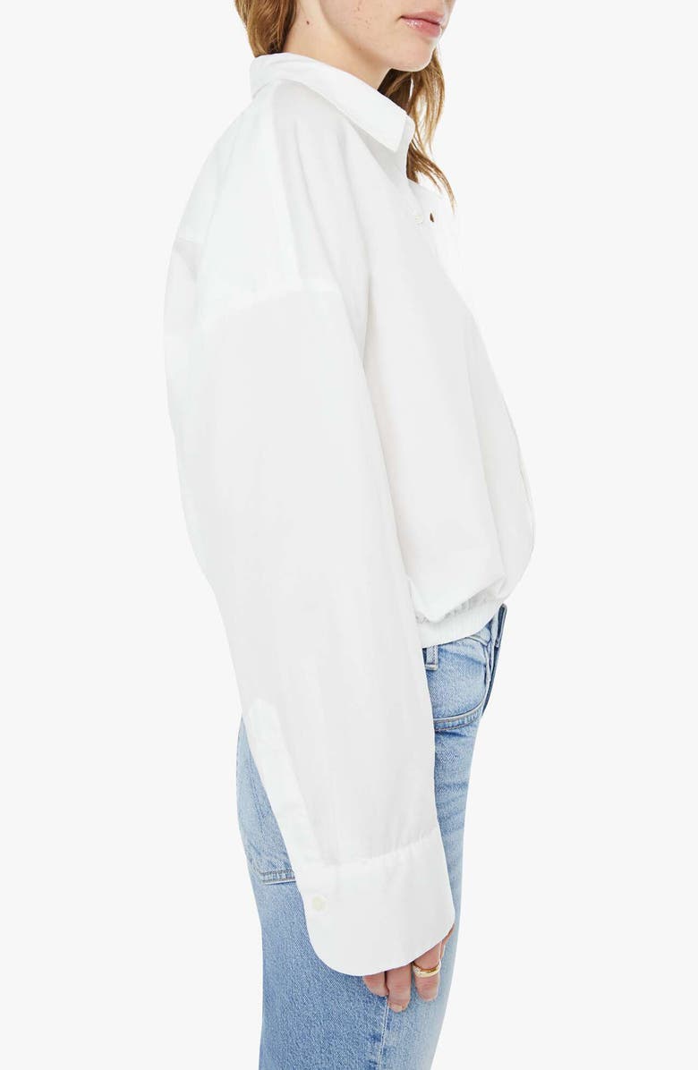 MOTHER The Scrunchie Frenchie Bubble Hem Cotton Button-Up Shirt, Alternate, color, White