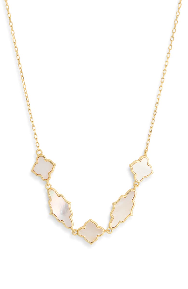 Argento Vivo Sterling Silver Mother of Pearl Quatrefoil Necklace, Alternate, color, Gold