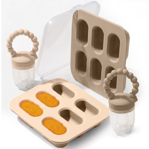 Safe Convenient Silicone Baby Fruit Feeders Dishwasher Safe Freezer Tray Set