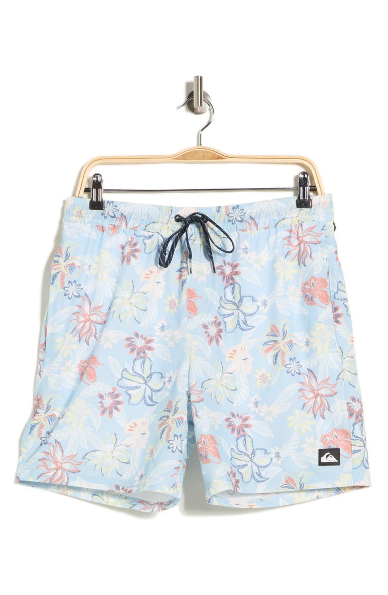 Quiksilver Vacancy Volley Swim Trunks, Main, color, Airy Blue