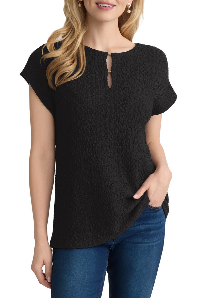 Extended Shoulder Textured Top, Main, color, JONES BLACK