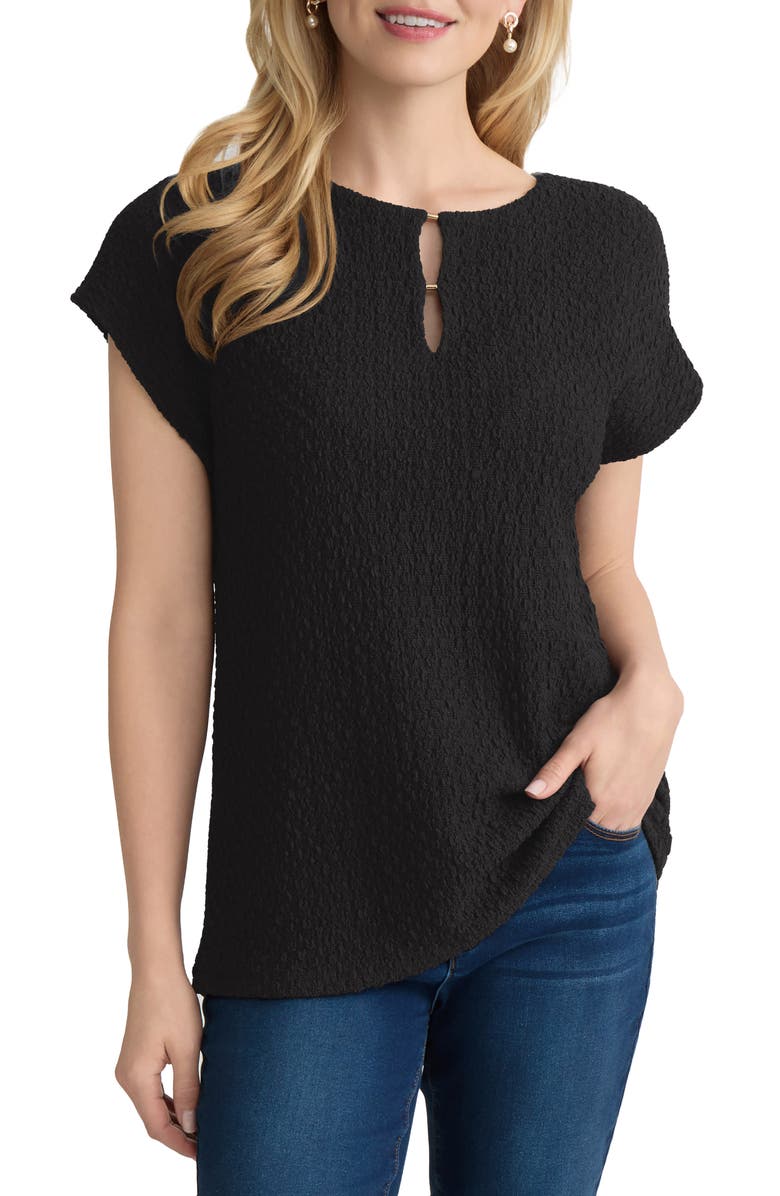 Jones New York Extended Shoulder Textured Top, Main, color, Jones Black