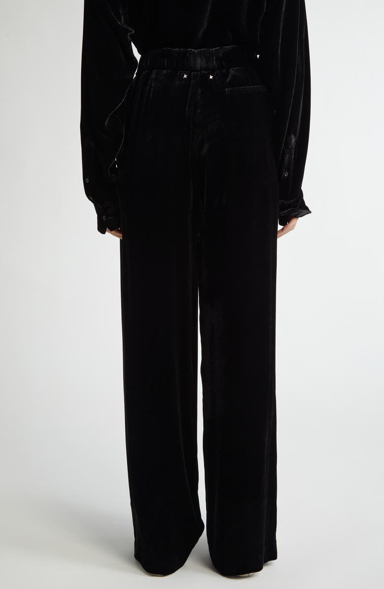 Golden Goose Journey Velvet Wide Leg Pants, Alternate, color, Black