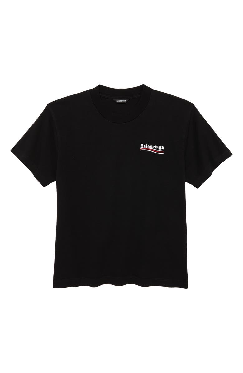 Balenciaga Kids' Campaign Embroidered Cotton Logo Tee, Main, color, 