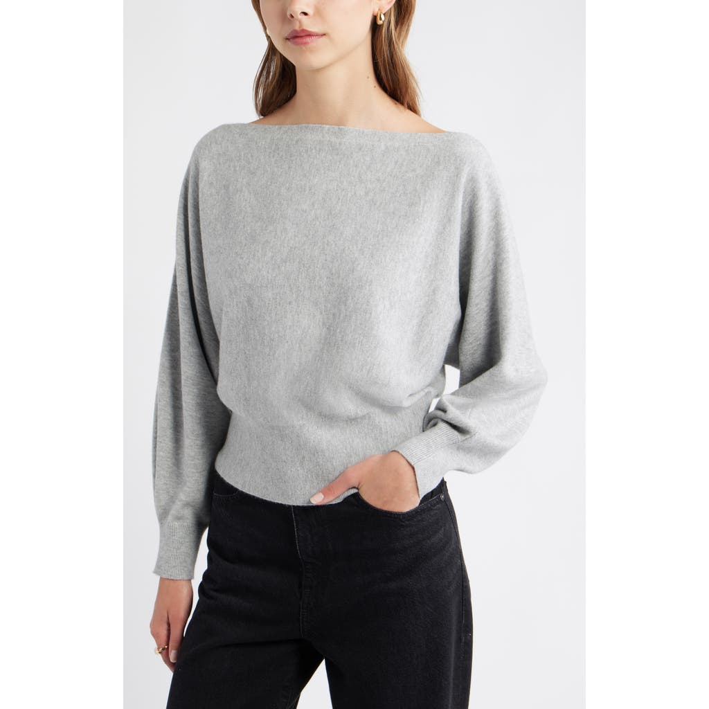Open Edit Boat Neck Sweater In Gray