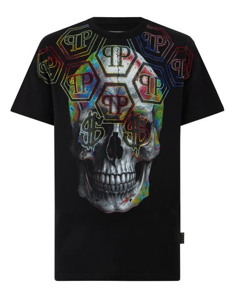 Round Neck T-Shirt Multicolor Skull Monogram Men