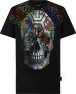 PHILIPP PLEIN Round Neck T-Shirt Multicolor Skull Monogram Men