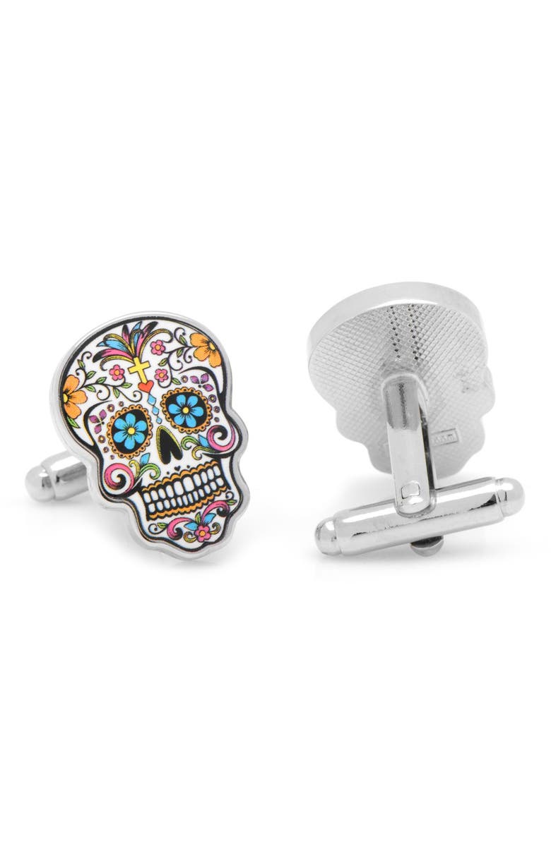 Cufflinks, Inc. 'Day of the Dead' Cuff Links, Alternate, color, Silver/ Black/ Pink