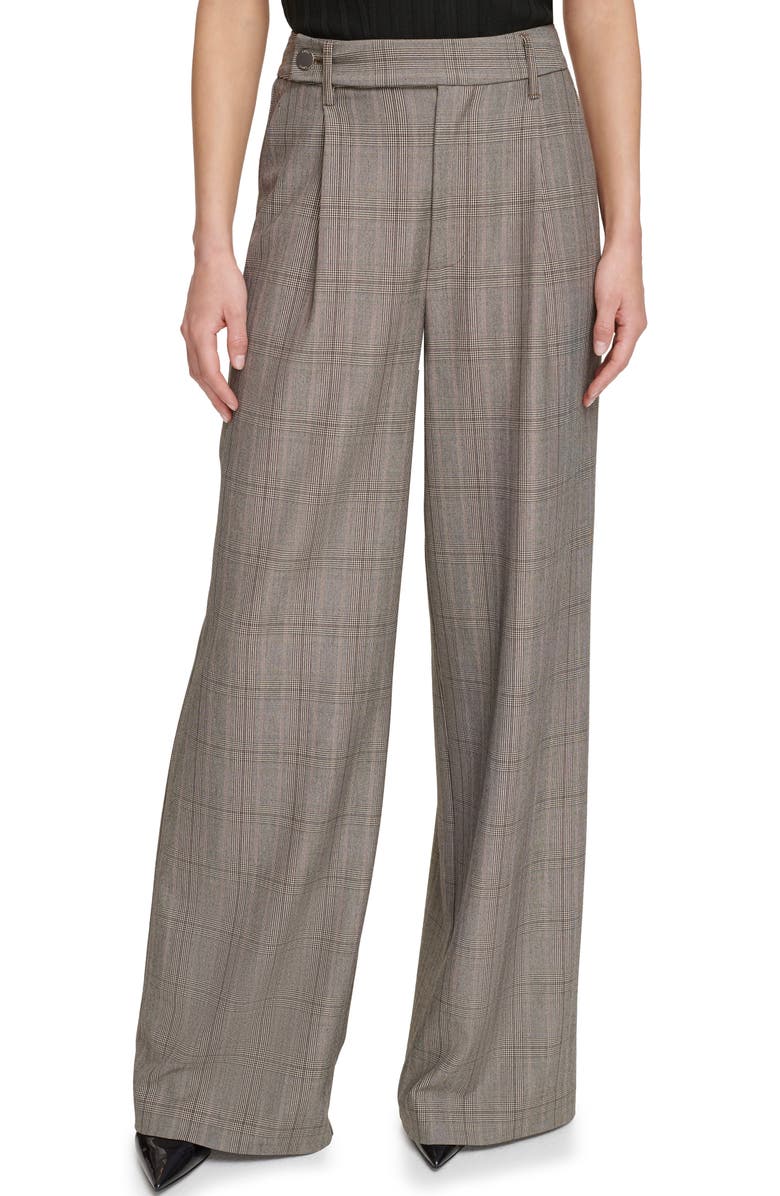 DKNY Glen Plaid Wide Leg Pants, Main, color, 