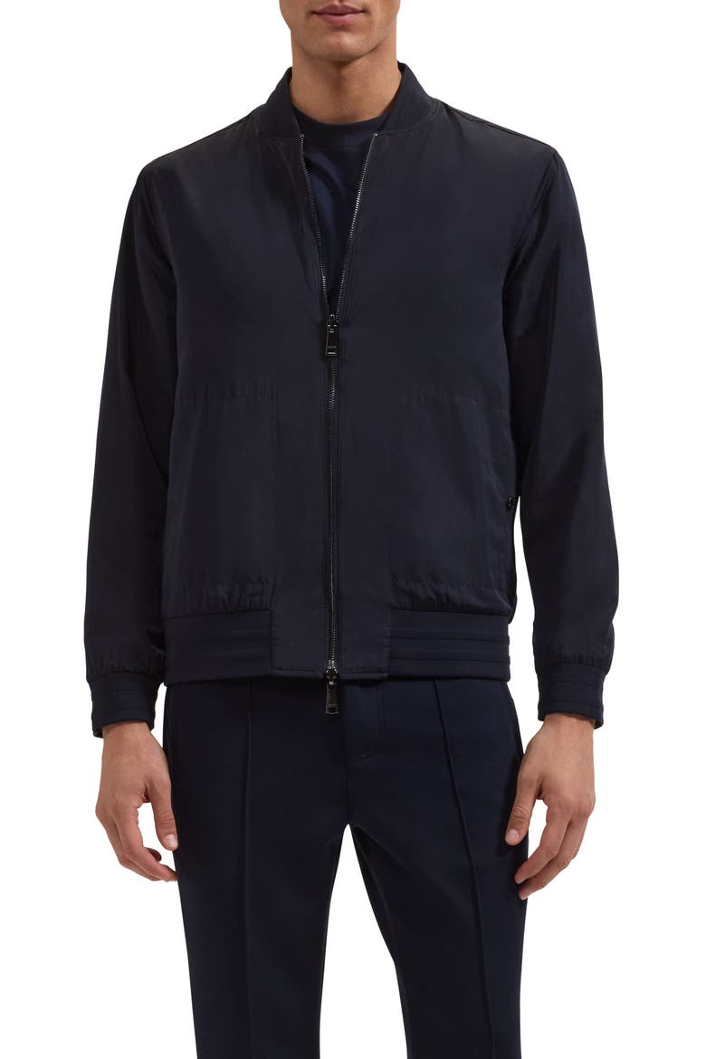 Soft Touch Knit Reversible Bomber Jacket, Main, color, NAVY