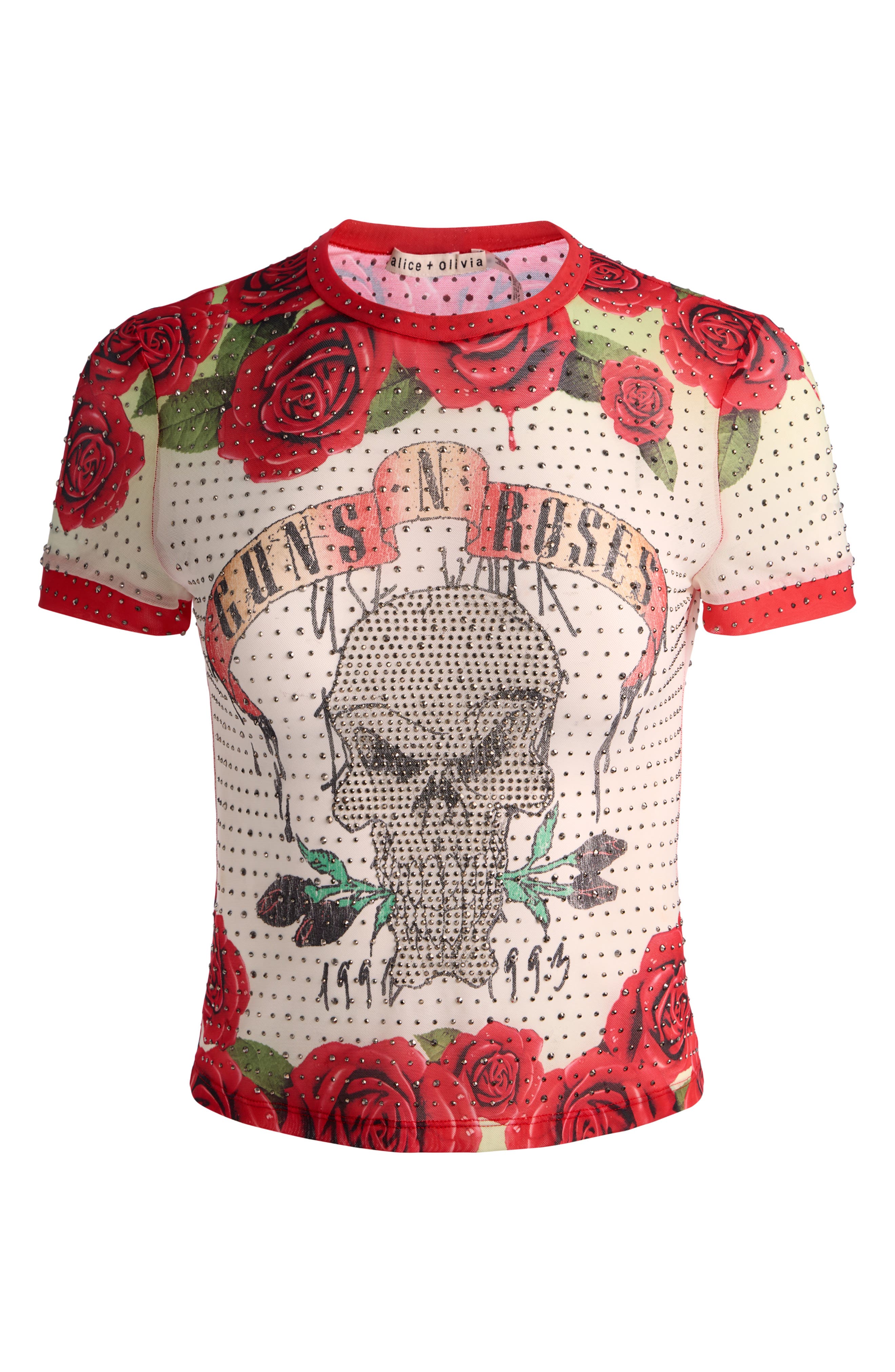 ALICE + OLIVIA Tess Crystal Embellished Graphic T-Shirt (Women