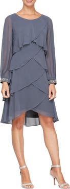 SL FASHIONS Long Sleeve Tiered Dress