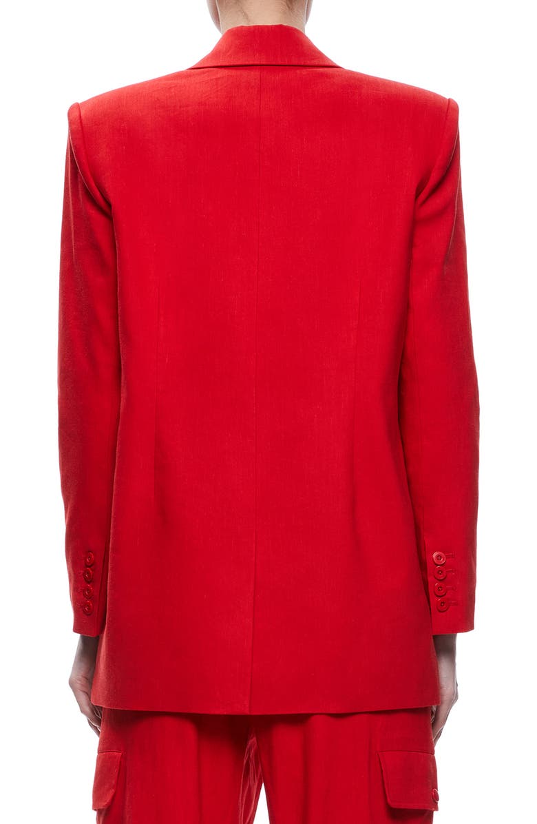 Alice + Olivia Johanna Strong Shoulder Linen Blend Blazer, Alternate, color, 
