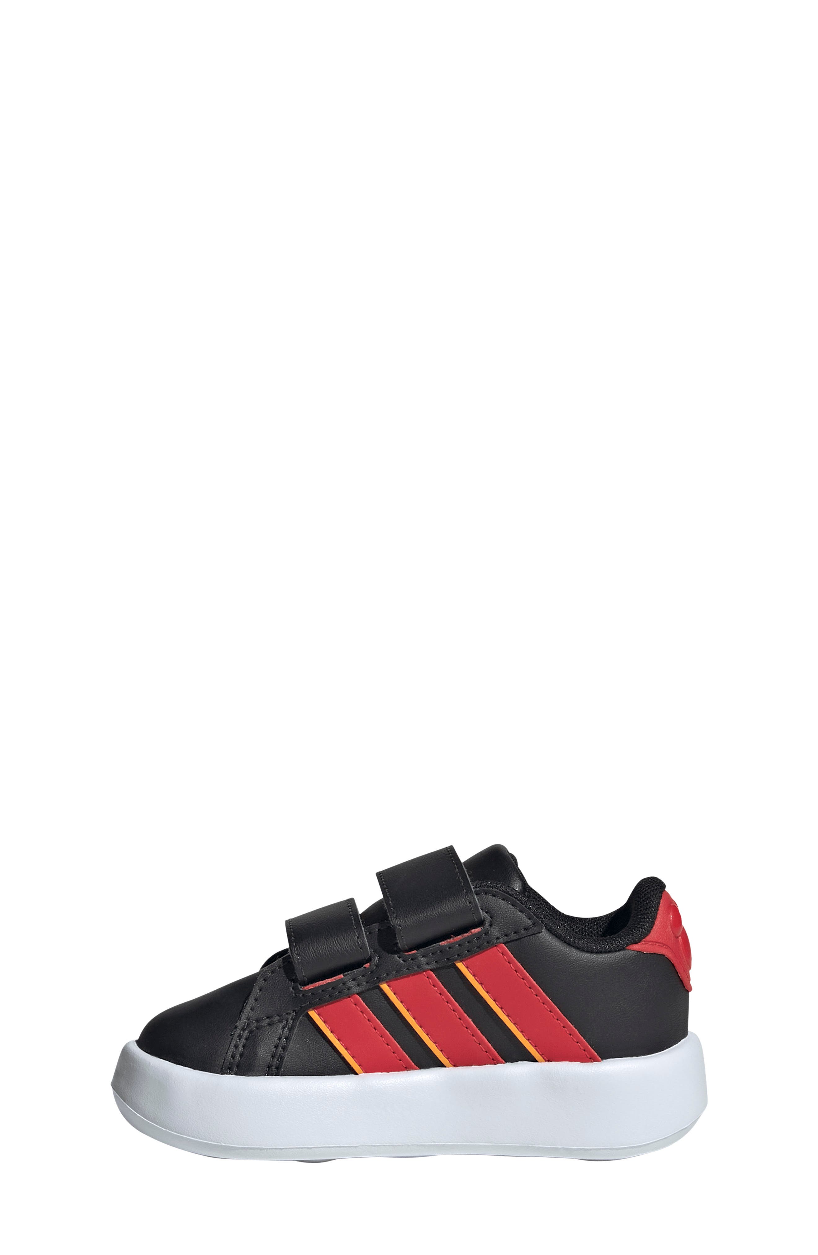 Kids' Grand Court Mickey Sneaker, Alternate, color, BLACK/ PURE RUBY/ YELLOW