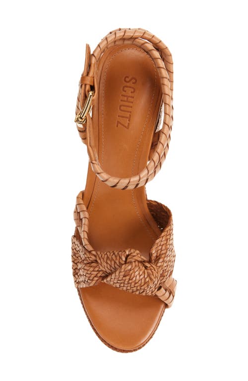 Schutz Khari Woven Block Heel Platform Sandal In Cuoio Brown