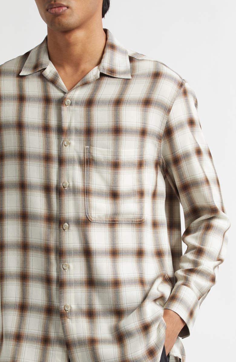 SONG FOR THE MUTE Oversize Plaid Button-Up Shirt, Alternate, color, White