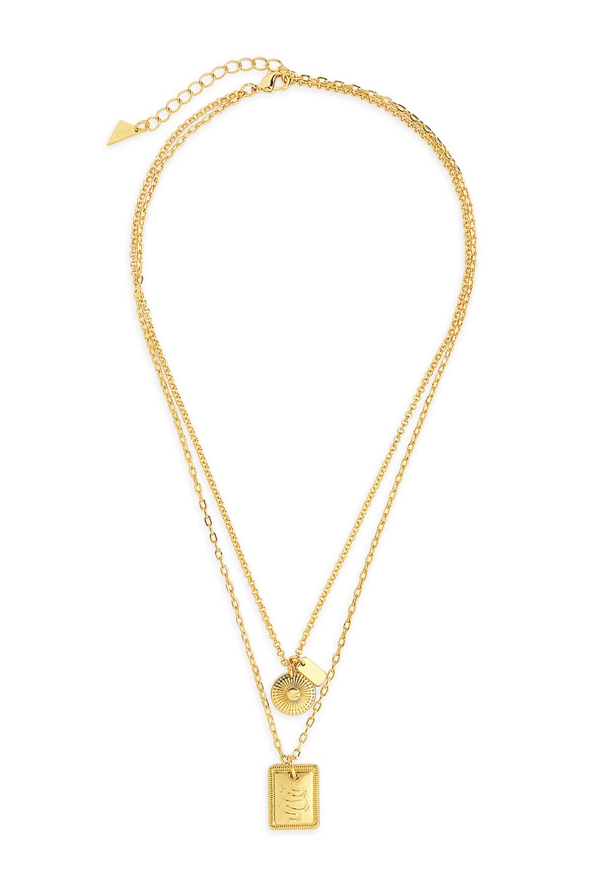 Sterling Forever Engraved Disc & Tag Layered Necklace (Women ...