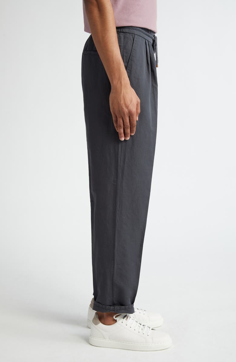 Brunello Cucinelli Garment Dyed Linen & Cotton Gabardine Drawstring Pants, Alternate, color,