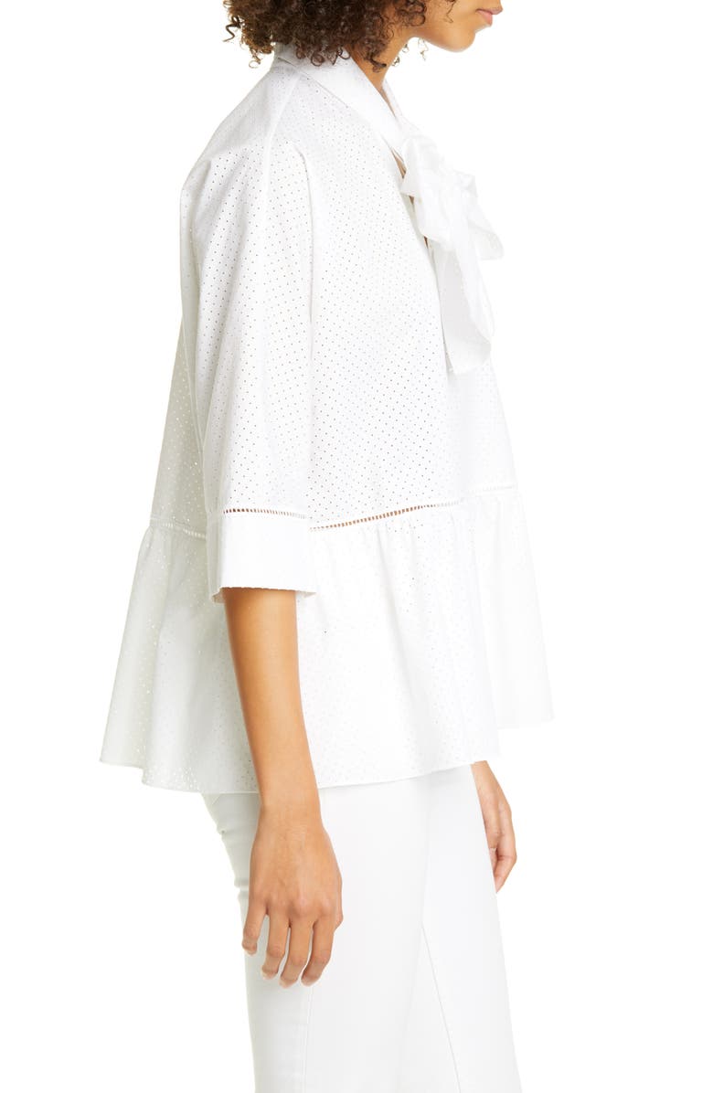 RED Valentino Ruffle Hem Cotton Top, Alternate, color,