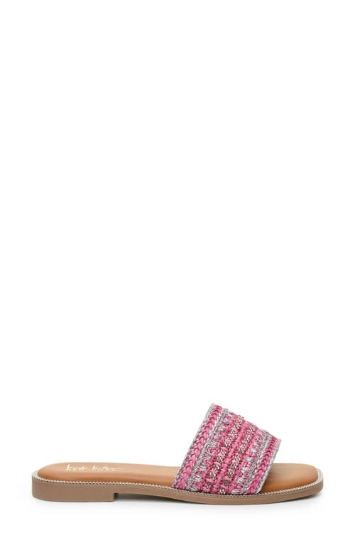Nicole Miller Rhinestone Woven Slide Sandal In Fuchsia Multi