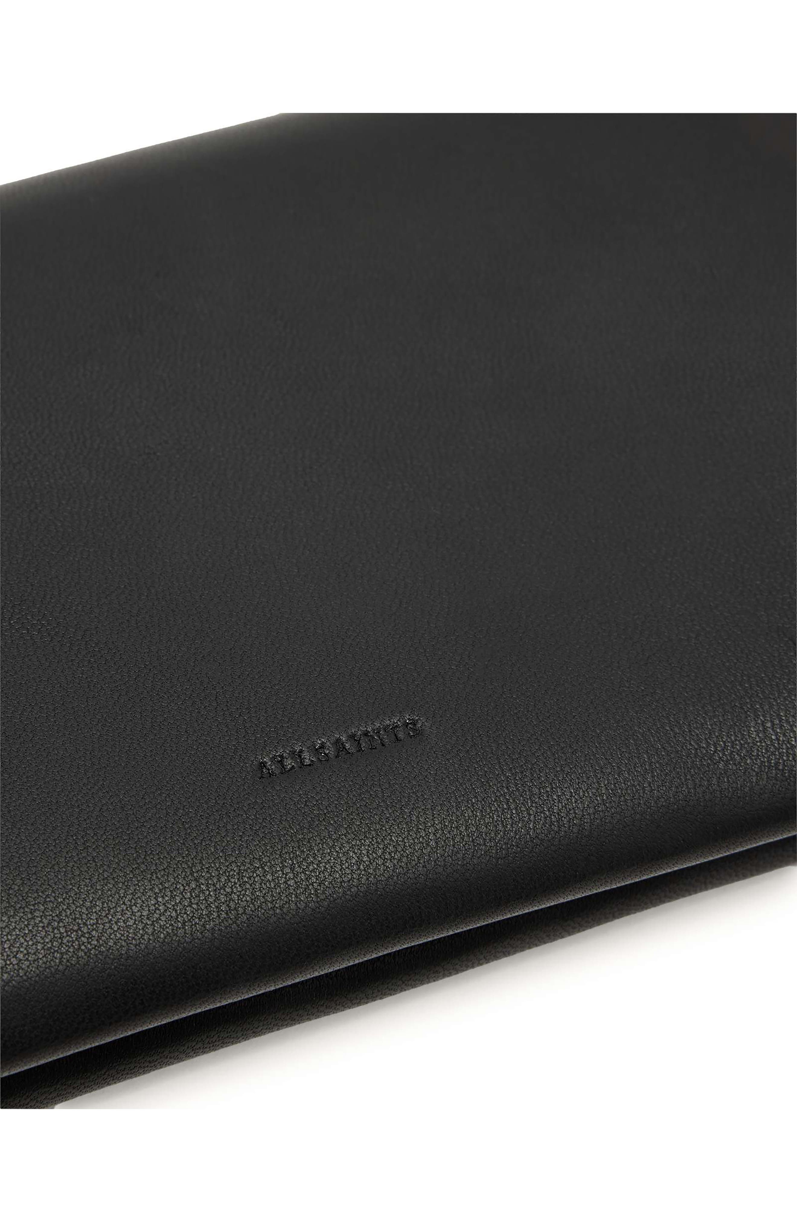 Harluna Leather Clutch, Alternate, color, BLACK/ SILVER