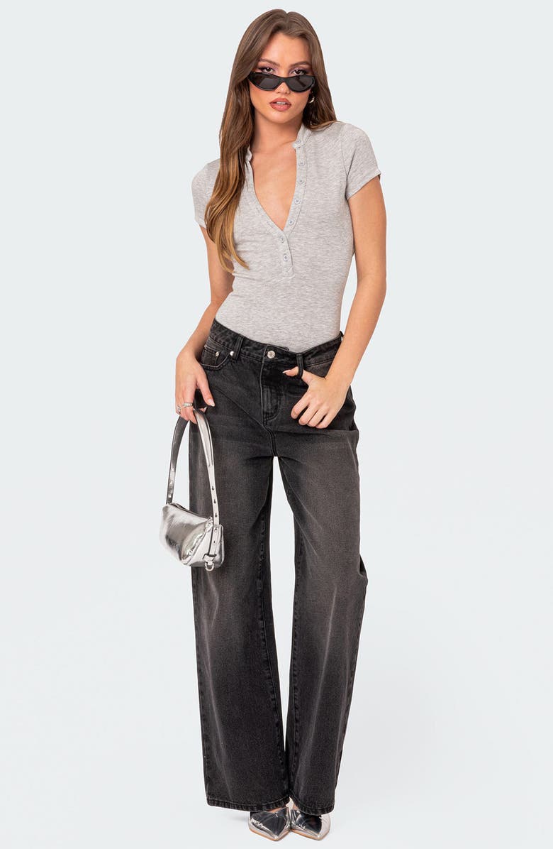 EDIKTED So Chill Bodysuit, Alternate, color, Gray-Melange