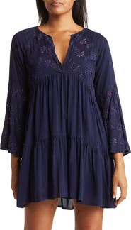 BOHO ME Eyelet Bell Sleeve Tunic