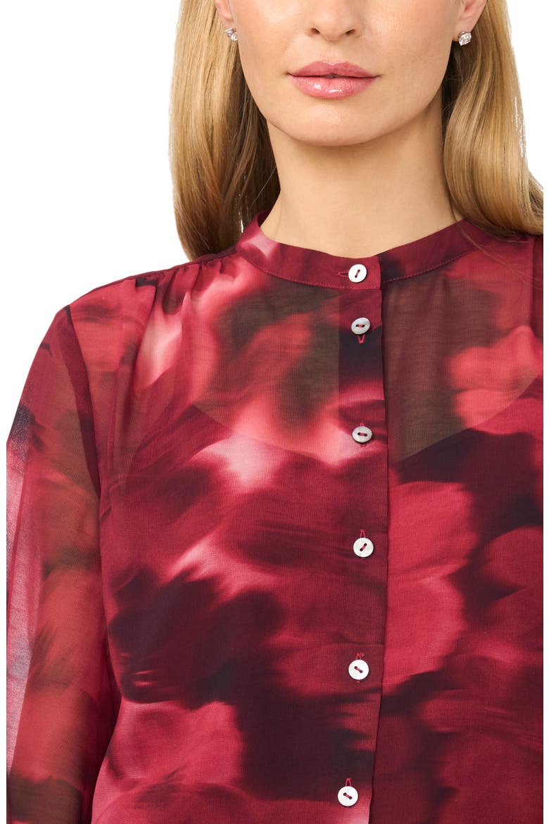 Shirred Mock Neck Button-Up Shirt, Alternate, color, WINTERBERRY