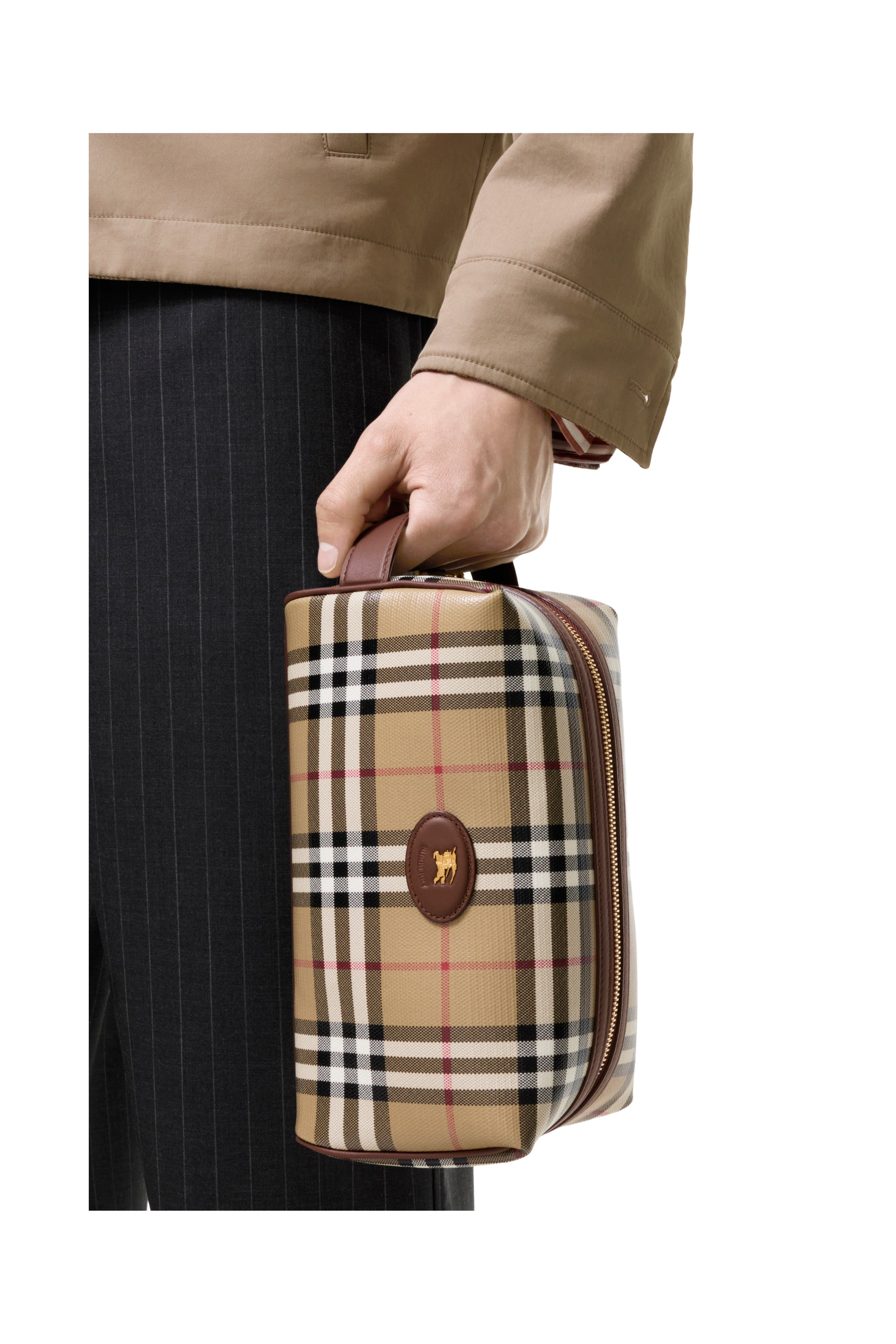 Check Travel Pouch, Alternate, color, Archive beige