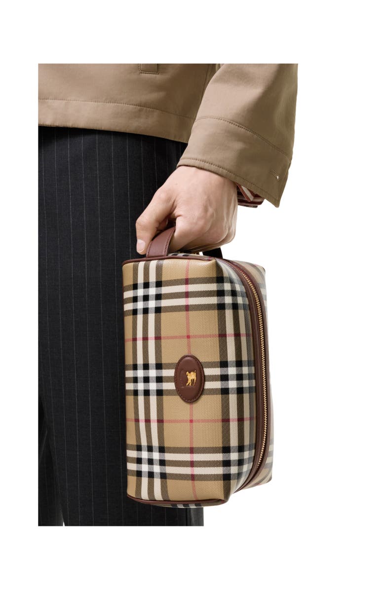 Burberry Check Travel Pouch, Alternate, color, Archive Beige