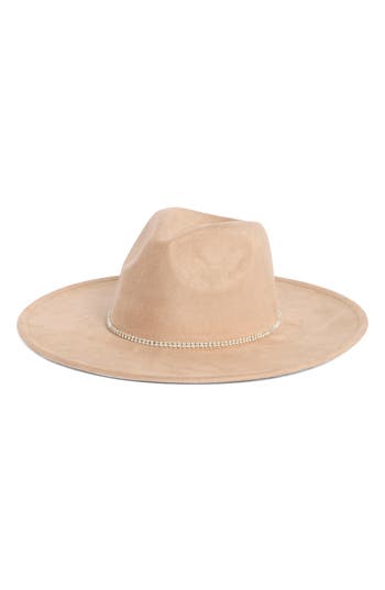 David & Young Bling Band Faux Suede Panama Hat In Brown