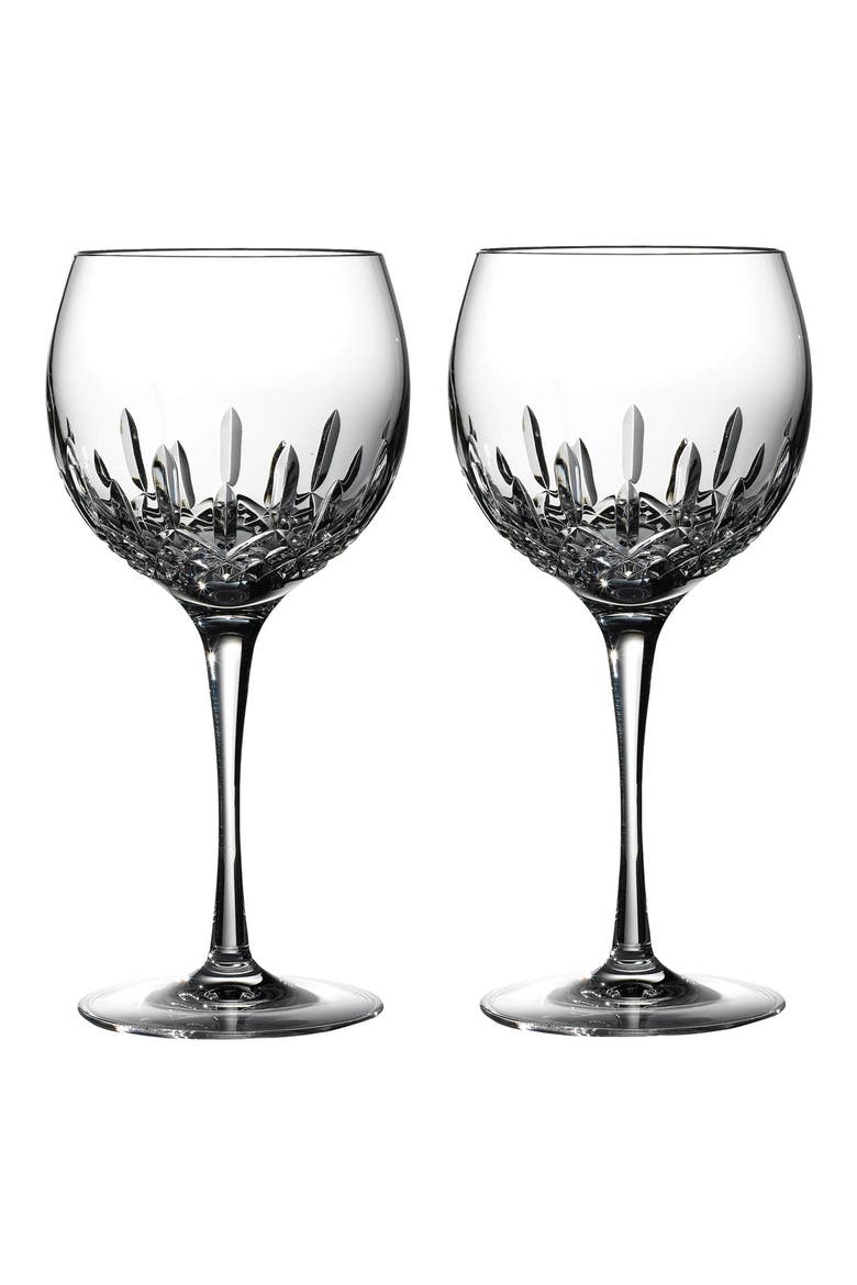 Lismore Essence Set of 2 Lead Crystal Balloon Wine Glasses, Main, color, CLEAR