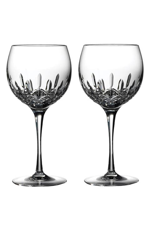 Lismore Essence Set of 2 Lead Crystal Balloon Wine Glasses