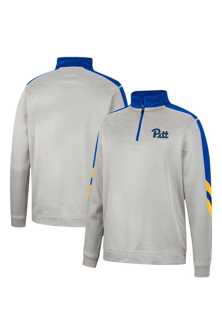 Men's Colosseum Gray/Royal Pitt Panthers Bushwood Fleece Quarter-Zip Jacket, Main, color, Gray