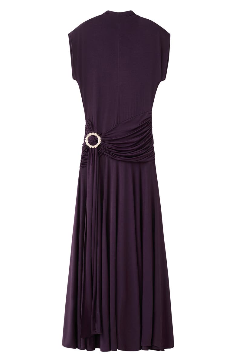MANGO Cap Sleeve Ruched Waist Dress, Main, color, Purple