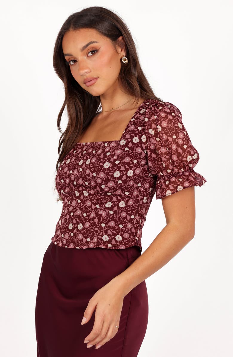 Petal & Pup Lucie Floral Puff Sleeve Crop Top, Alternate, color,