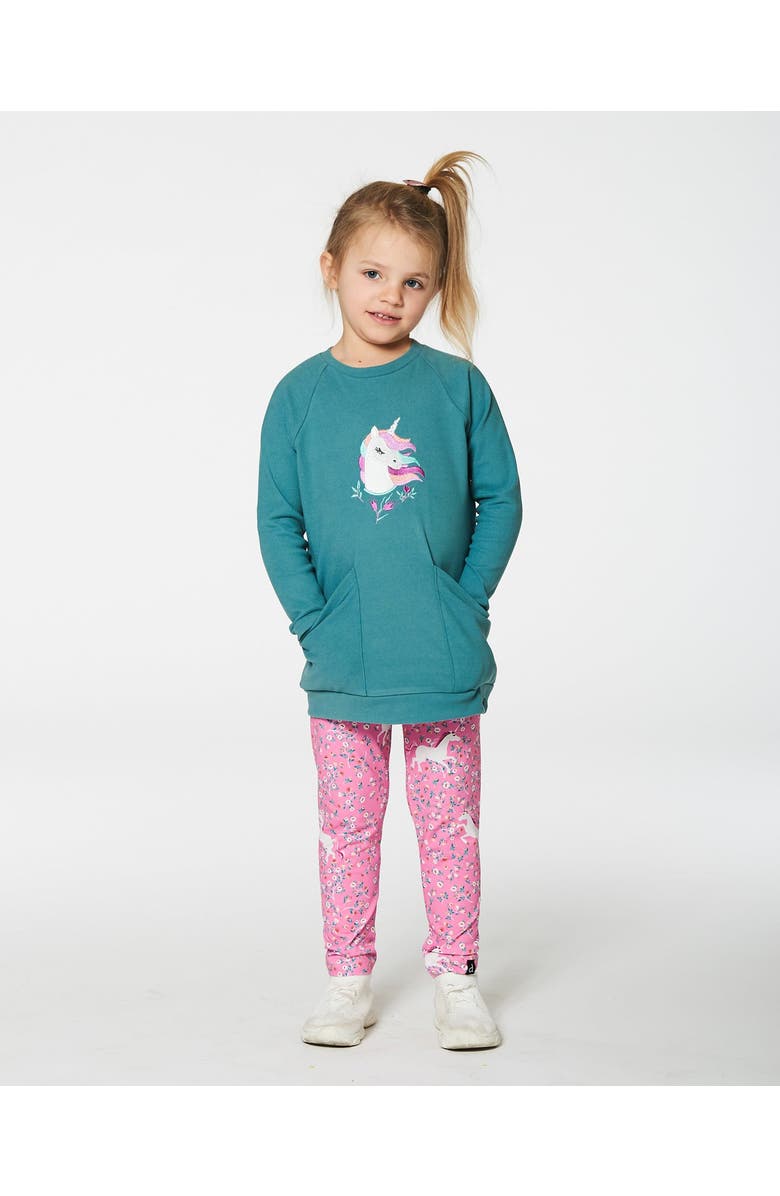 Deux par Deux Girl's Tunic With Front Pocket Emerald Green, Alternate, color, 