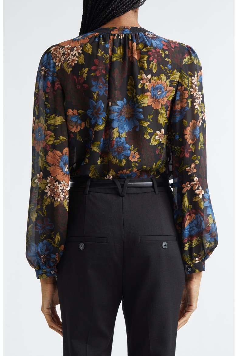 Ashlynn Floral Pintuck Silk Top, Alternate, color, BLACK MULTI