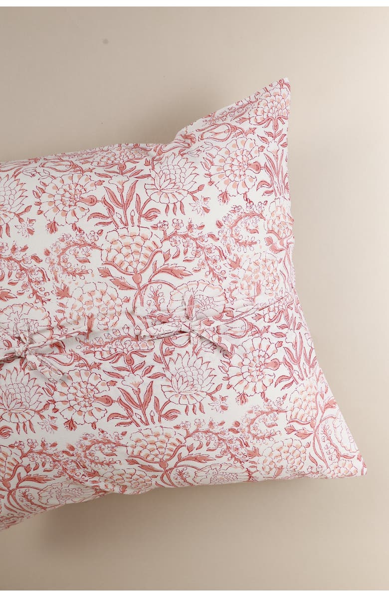 Ninéh Blush Meadow Hand Block Print Pillow, Alternate, color, White